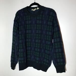 Vintage magnifico Belvedere wool blend made in Italy blue green plaid sweater M